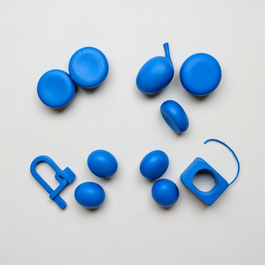 Overhead flat-lay of magazines and headphones arranged on a dark desk, urban neutral tones, focused mood